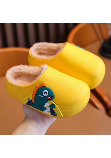 Kış Çocuklar Karikatür Sevimli Sıcak Su Geçirmez Kaymaz Kızlar Ev Erkek Bebek Kürk Çocuk Pamuklu Terlikler (Yurt Dışından)