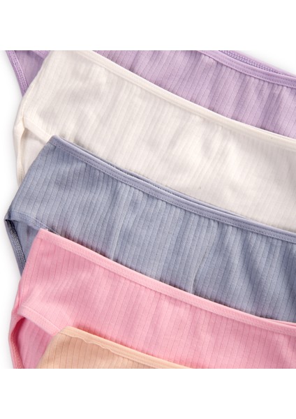Pamuklu Düz Genç Kız Çocuk Fitilli Slip Külot 5 Li Set Paket Normal Bel fırsatları