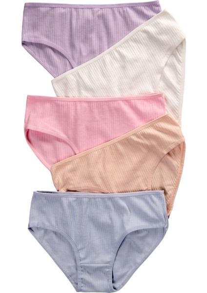 Pamuklu Düz Genç Kız Çocuk Fitilli Slip Külot 5 Li Set Paket Normal Bel indirimleri