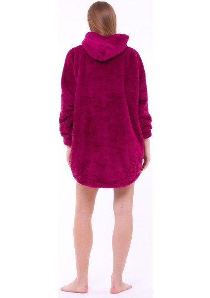 Lunaberry Yılbaşı Kapüşonlu Oversize Peluş Welsoft Traşlı Kumaş Sweat Panço Battaniye Giyilebilir Kışlık Pijama
