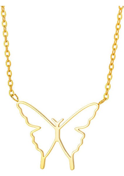 Gold Kelebek Model Çelik Kadın Kolye EU58SR