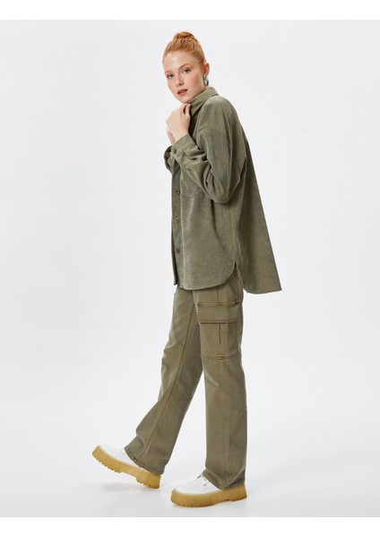Oversize Gömlek Ceket Cep Detaylı Düğmeli