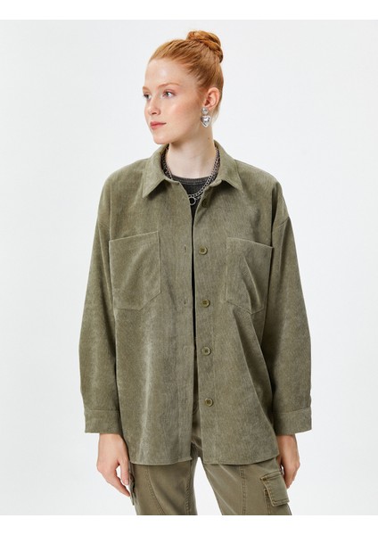 Oversize Gömlek Ceket Cep Detaylı Düğmeli modelleri