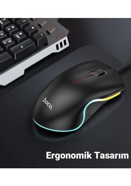 1.5mt Kablolu 6400DPI Rgb LED Işıklı Gamer Oyuncu Mouse, Ergonomik Ultra Hassas Mouse