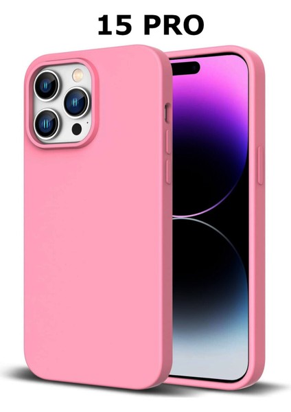 Apple iPhone 15 Pro Açık Pembe Silikon Kılıf