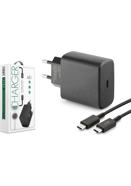 Samsung Galaxy S20 S21 S22 S23 Fe Uyumlu SG37 45W Yüksek Hızlı Şarj Cihazı Seti Kafa + Kablo Sg-36