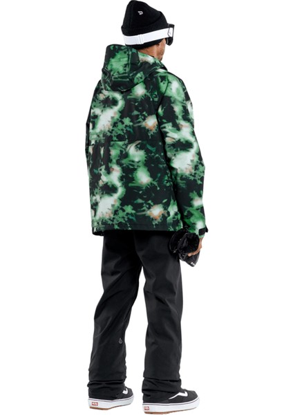 Siyah Erkek Kapüşon Yaka Desenli Kayak Montu fiyatları