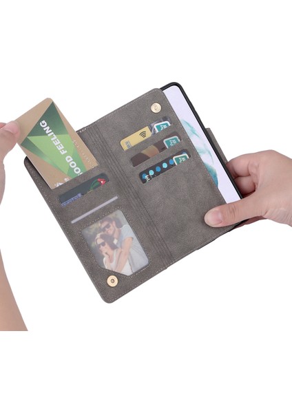 Samsung Galaxy S21 Mıknatıslı Deri Zip Cüzdan Kart Telefon Kılıfı (Yurt Dışından) fiyatları