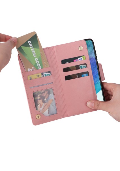 Samsung Galaxy S21FE Mıknatıslı Deri Zip Cüzdan Kart Telefon Kılıfı (Yurt Dışından) fiyatları