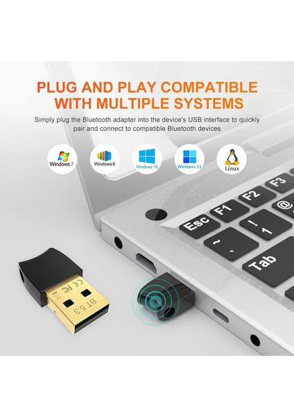 Pc Için USB Bluetooth Adaptörü Kablosuz 5.3 Dongle Bt Adaptör