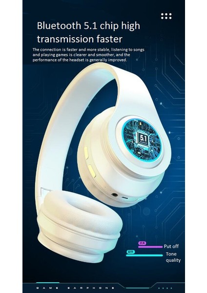 Aydınlık Bluetooth Kulaklık Kulaklık Kablosuz Subwoofer (Yurt Dışından)