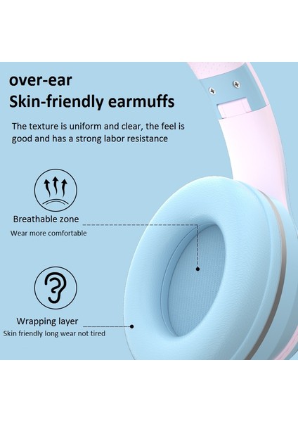 Degrade Renk Kafa Monte Kablosuz Bluetooth Kulaklık Kedi Kulakları (Yurt Dışından) fiyatları