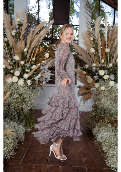 Kadın Fırfırlı Midi Elbise modelleri