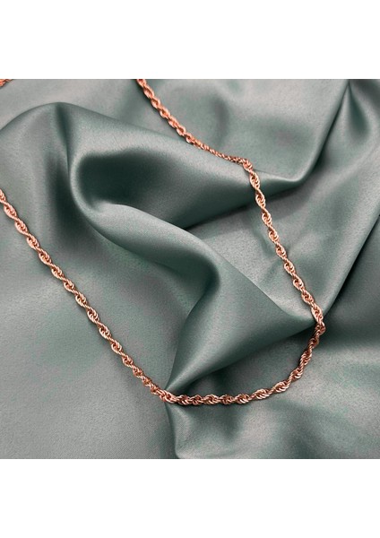 3 Mm. Halat Burma Rose Gold Kaplama Unisex Gümüş Zincir Kolye fiyatları