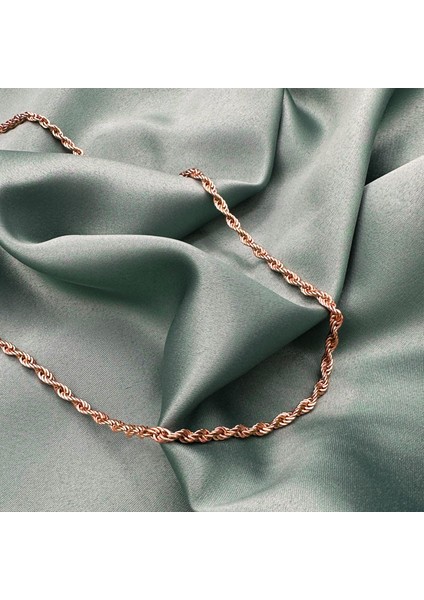 3 Mm. Halat Burma Rose Gold Kaplama Unisex Gümüş Zincir Kolye fırsatları