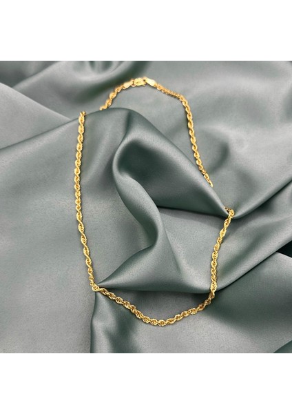 3 Mm. Halat Burma Altın Kaplama Unisex Gümüş Zincir Kolye modelleri