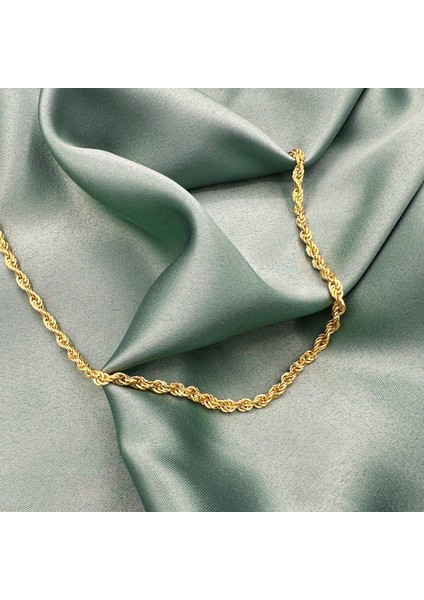 3 Mm. Halat Burma Altın Kaplama Unisex Gümüş Zincir Kolye fırsatları
