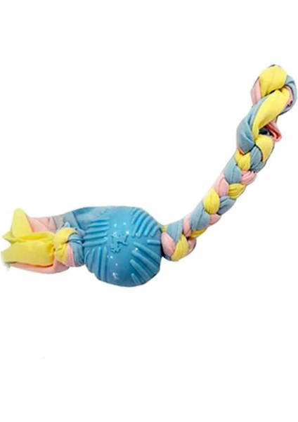 Puppy Toys Diş İpli Kauçuk Top Yavru Köpek Oyuncağı Mavi 36 Cm