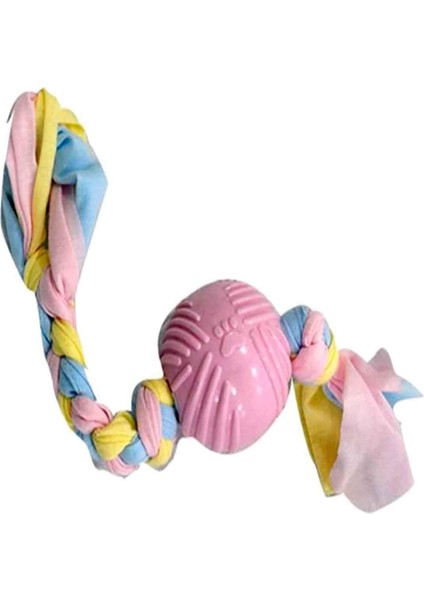 Puppy Toys Diş İpli Kauçuk Top Yavru Köpek Oyuncağı Pembe 36 Cm
