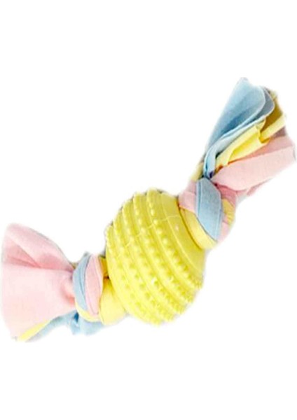 Puppy Toys Tırtıklı Top Diş Kaşıma Yavru Köpek Oyuncağı Sarı 17 Cm
