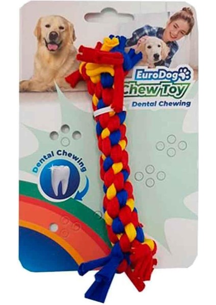 Çift Düğümlü Diş İpi Köpek Oyuncağı 10cm Sarı Kırmızı Mavi
