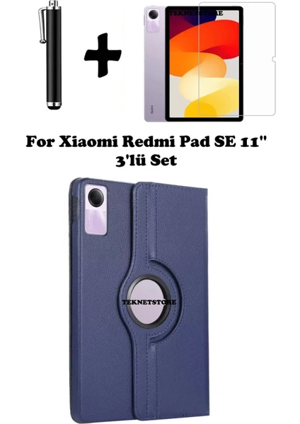 Xiaomi Redmi Pad Se 11 Inç Tablet Uyumlu Uyku Modlu 360 Döner Pu Deri Kılıf Seti