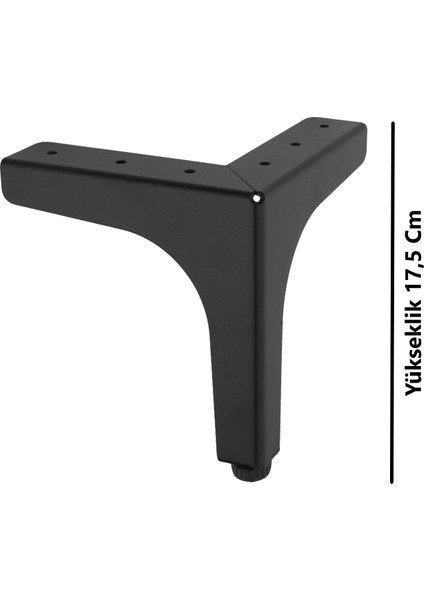 Minerva Metal Siyah Mobilya Ayağı Ayarlı Koltuk Chester Baza Ayağı 17,5 cm 4 Adet