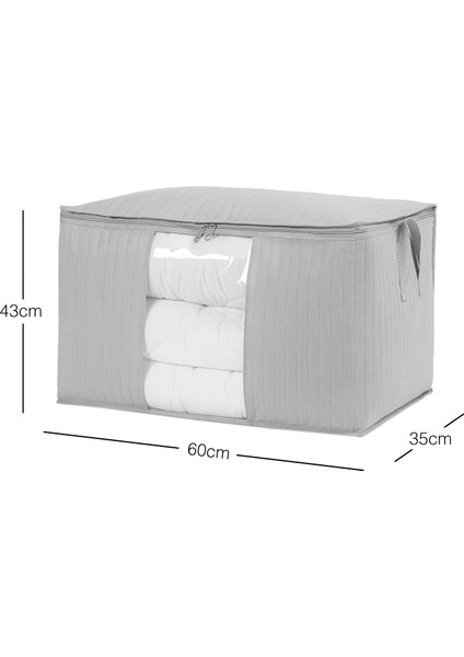 Büyük Boy Pencereli Gri Kapitone Yastık Yorgan Kazak Hurcu, Hurç 60x43x35 cm