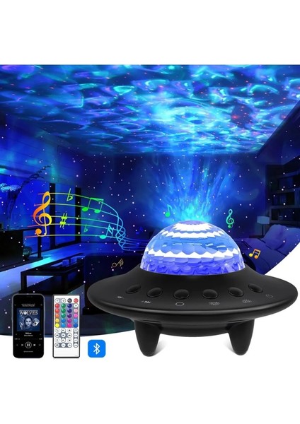 Etabel Starry Galaxy Projektör Hoparlör Bluetooth Ufo Gece Lambası Sgphgl