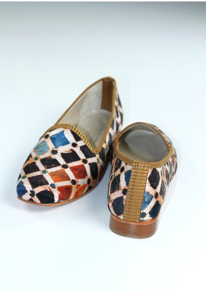 %100 Ipek-Hakiki Deri Kadın Babet | Kösele Taban | Elhamra Desen fırsatları