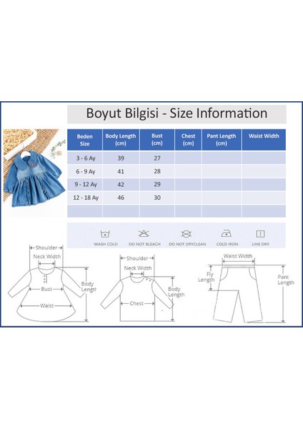Bebe Yakalı Fiyonklu Denim Kız Bebek Elbise Kot Elbise indirimleri