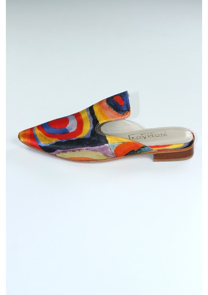 Ipek-Deri Kadın Terlik Kösele Taban Kandinsky Squares With Circles modelleri