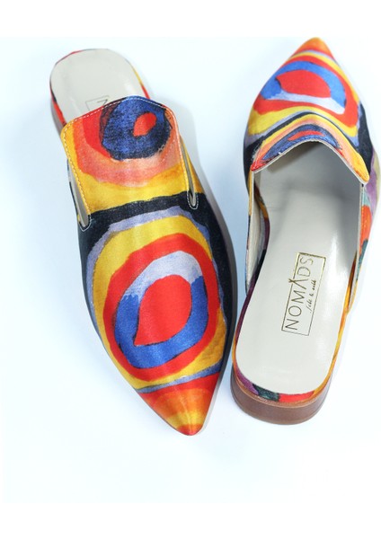 Ipek-Deri Kadın Terlik Kösele Taban Kandinsky Squares With Circles fırsatları