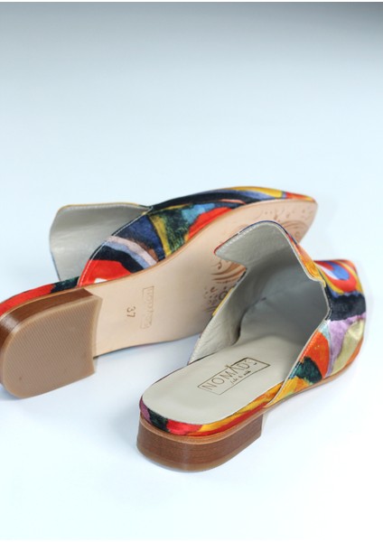 Ipek-Deri Kadın Terlik Kösele Taban Kandinsky Squares With Circles indirimleri