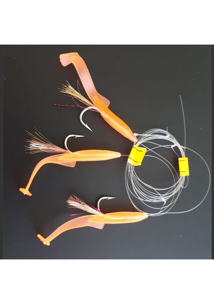 Silikon At Çek Takımı, V8 Silikon Balıklı Çapari 6,5 cm Turuncu (2 Ad)