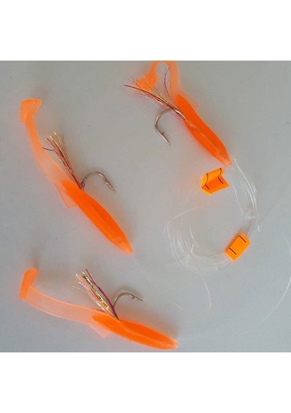 Silikon At Çek Takımı, V8 Silikon Balıklı Çapari 6,5 cm Turuncu (2 Ad) fiyatları