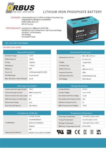 12.8 V Volt 100 Ah Amper 1280 Wh Lityum Batarya Lifepo4 Lityum Akü