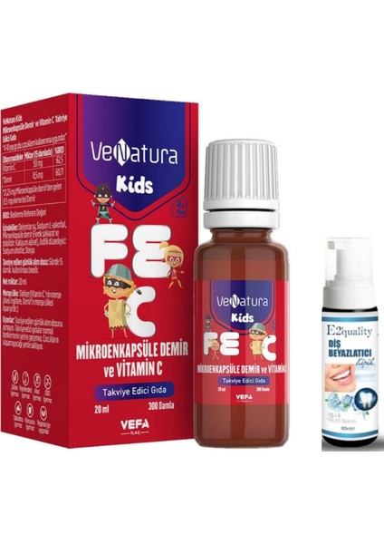 Kids Mikroenkapsüle Demir ve Vitamin C Takviye Edici Gıda 20 ml - Diş Beyazlatıcı Köpük Hediye