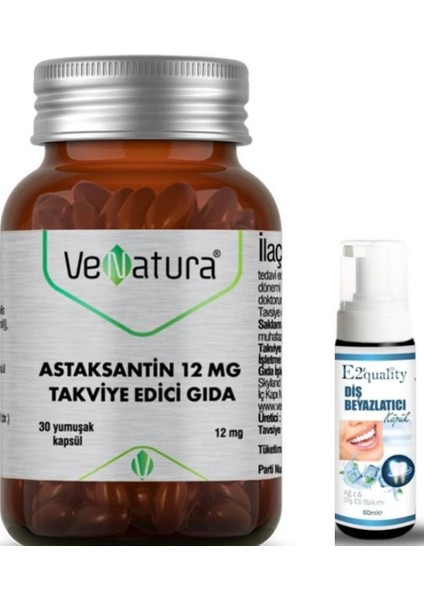Astaksantin Takviye Edici Gıda 30 Yumuşak Kapsül - Diş Beyazlatıcı Köpük Hediye