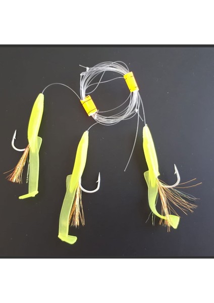 Silikon At Çek Takımı, V8 Silikon Balıklı Çapari 6,5 cm Limon (2 Ad)