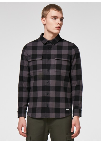 Siyah - Gri Erkek Kareli Gömlek FOA402577 Bear Cozy Flannel