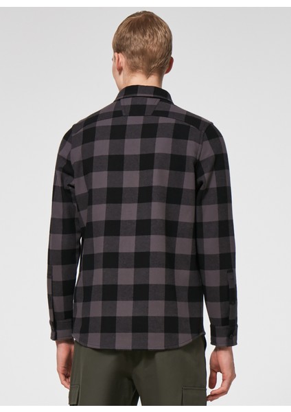 Siyah - Gri Erkek Kareli Gömlek FOA402577 Bear Cozy Flannel fiyatları