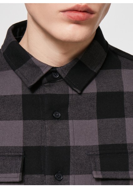 Siyah - Gri Erkek Kareli Gömlek FOA402577 Bear Cozy Flannel fırsatları