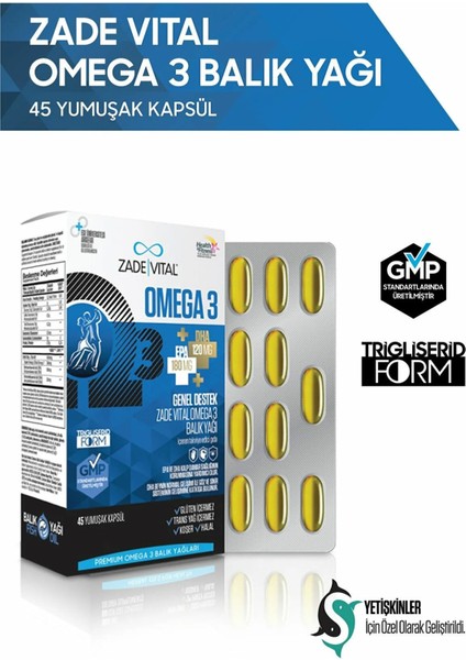 Premium Omega 3 Balık Yağı Genel Destek 45 Kapsül