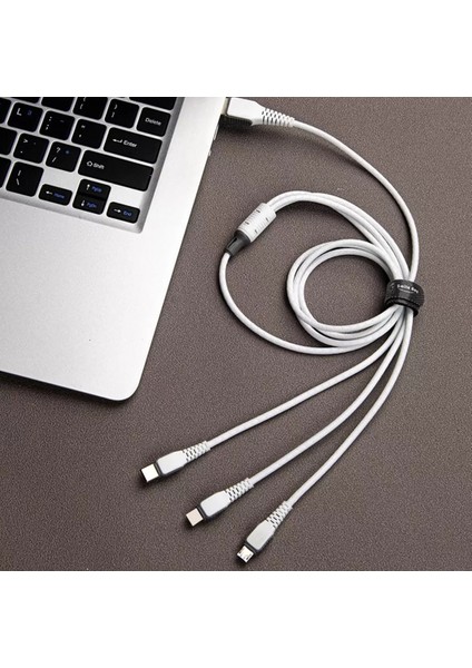 Huawei Xiaomi Apple iPhone Uyumlu Çoklu Şarj Aleti Cihazı Kablosu Type-C Micro Lightning 3lü Şarj Kablo Çoklukablo