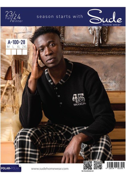 Erkek Yakası Düğmeli Kışlık Polar Pijama Takımı A100/28 - 1 Adet fırsatları