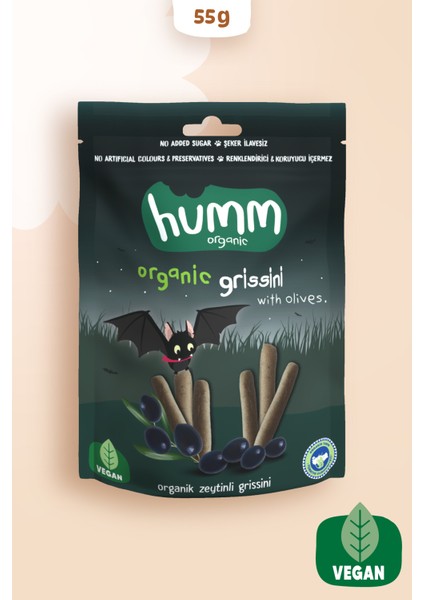 Humm Organic - Organik Vegan Zeytinli Grisini - 55G