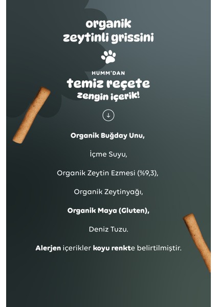 Humm Organic - Organik Vegan Zeytinli Grisini - 55G