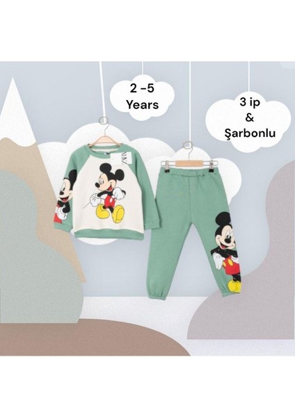 Yeni Sezon Mickey Mouse 3 Ip Şarbonlu Eşofman Takımı (1beden Büyük Alınız)