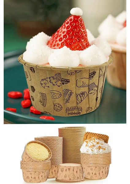 Muffin Kağıt Karton Yazı Desenli Cupcake Kek Kalıbı Kapsülü Kabı - 50 Adetlik 10 Paket